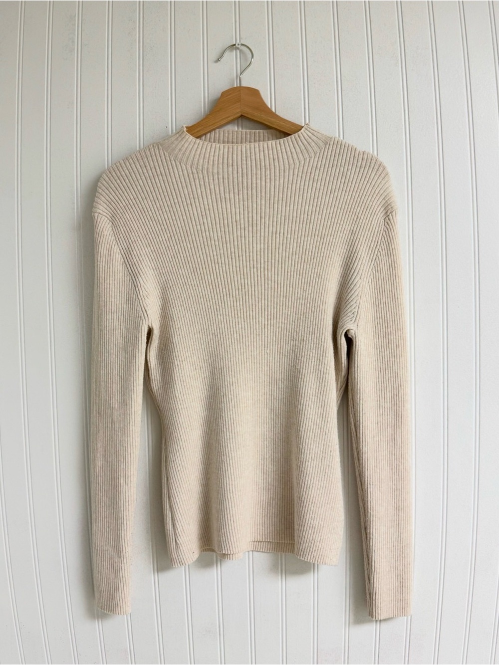 H&M Cream Ribbed Crew Neck Sweater